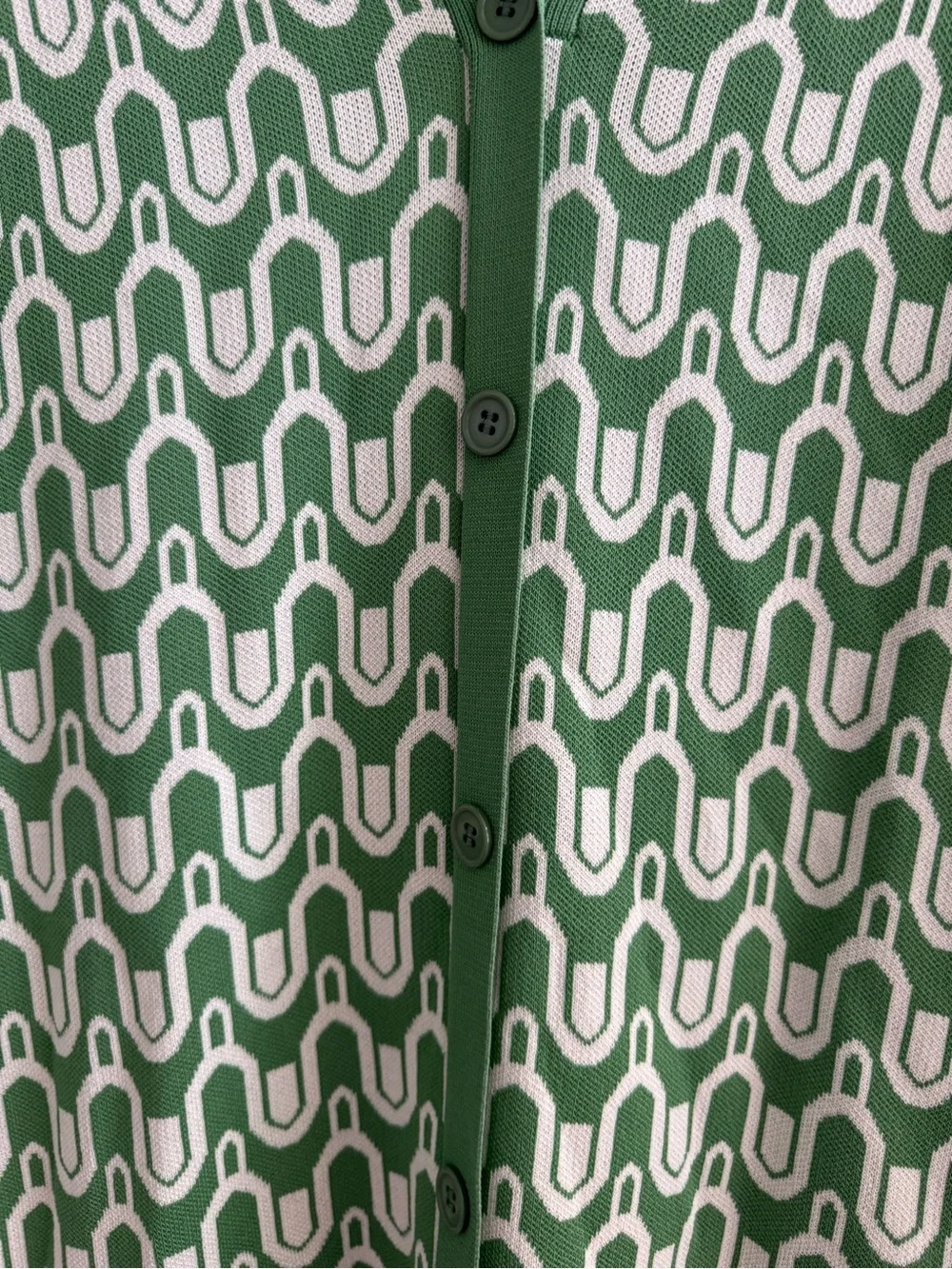 Entro Green & White Geometric Knit Polo Dress - Picture 2 of 3